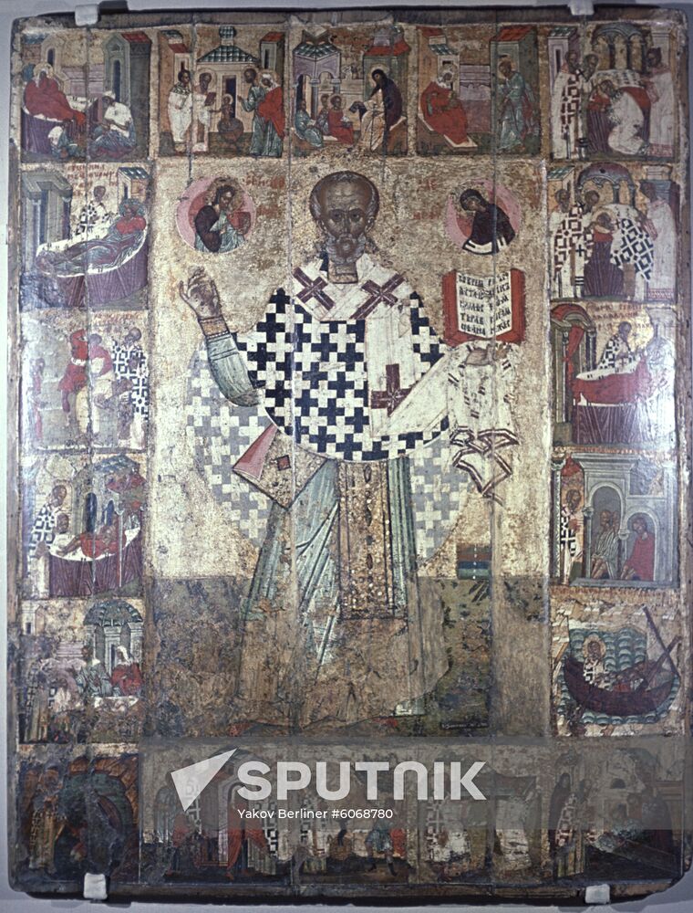 Icon St. Nicholas Miracle Worker with Hagiography