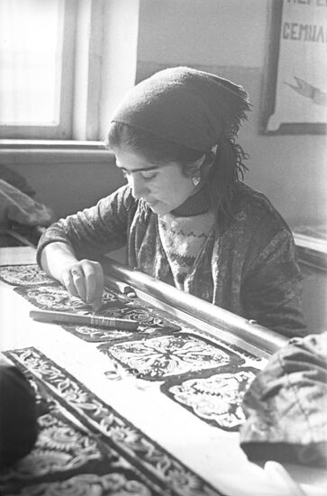 Gold embroidery factory in Bukhara