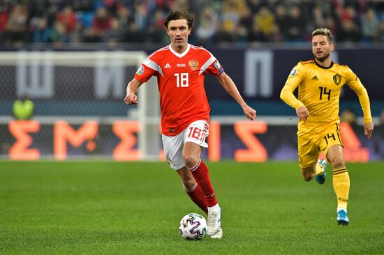 Russia Soccer Euro 2020 Qualifier Russia - Belgium