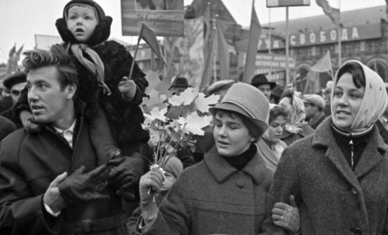 Demonstration of working people on Red Square