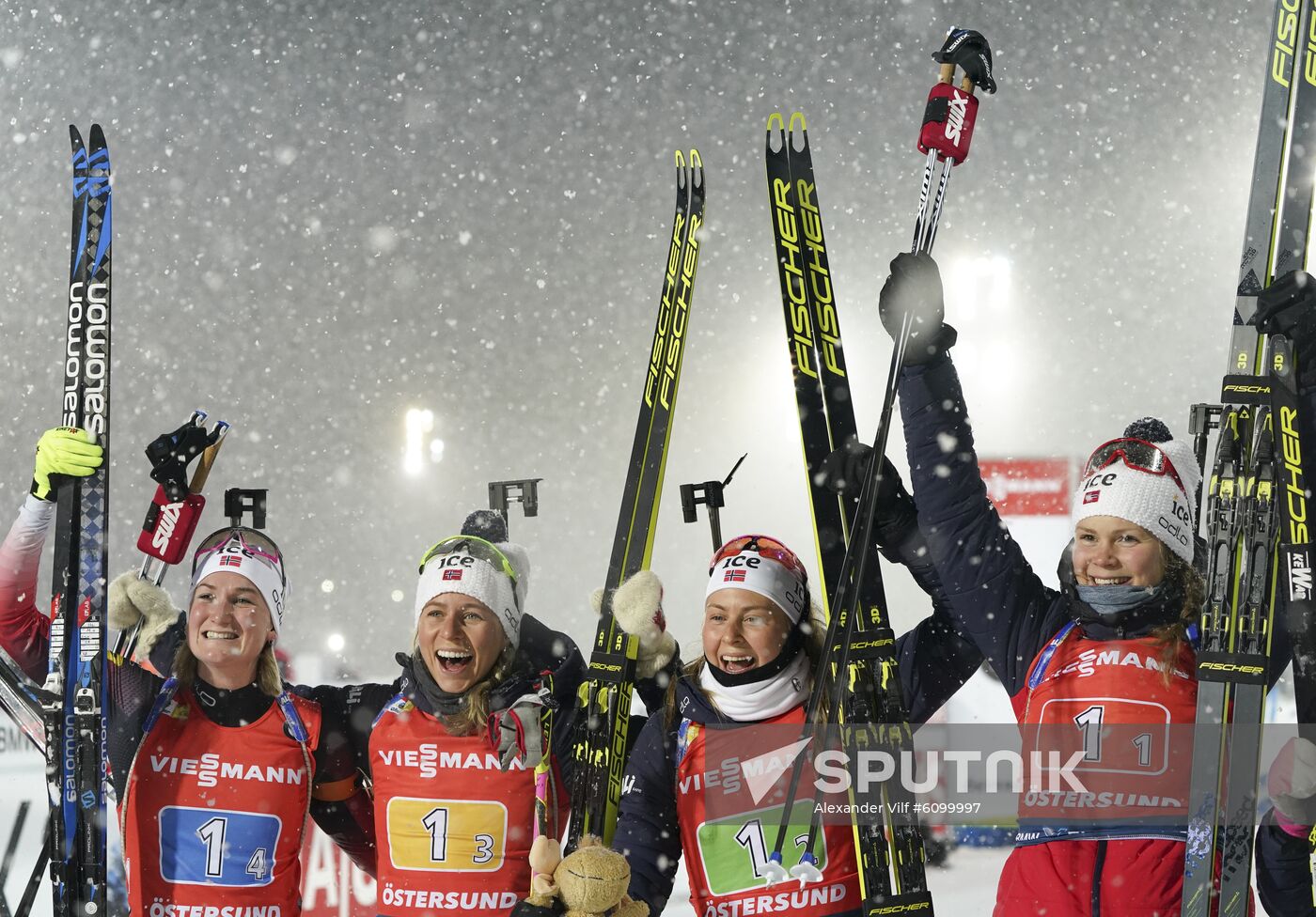 Sweden Biathlon World Cup Women Relay Competition