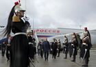 Russian President Vladimir Putin attends a welcome ceremony upon his arrival at the Charles de Gaulle International Airport in Roissy, near Paris, France. Putin will take part in the Normandy Four meeting of the leaders of Russia, France, Germany and Ukraine. The Normandy format was created in 2014 to resolve the conflict between Kiev and the breakaway republics in Ukraine's east. Location: France, Paris. Author: Mikhail Metzel/Sputnik. France Normandy Four Summit