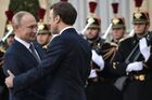 French President Emmanuel Macron welcomes Russian President Vladimir Putin before a meeting of the Normandy Four leaders at the Elysee Palace in Paris, France. The leaders of Ukraine, Russia, Germany and France are holding a series of meetings since 2014 to resolve the conflict between Kiev and the breakaway republics in Ukraine's east. Location: France, Paris. Author: Aleksey Nikolskyi. France Normandy Four Summit