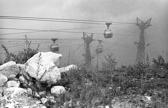 Aerial cableway from Mramorny Mine