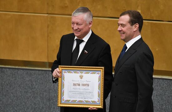 Russia Medvedev Parliament