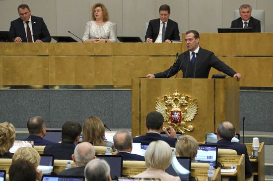 Russia Medvedev Parliament