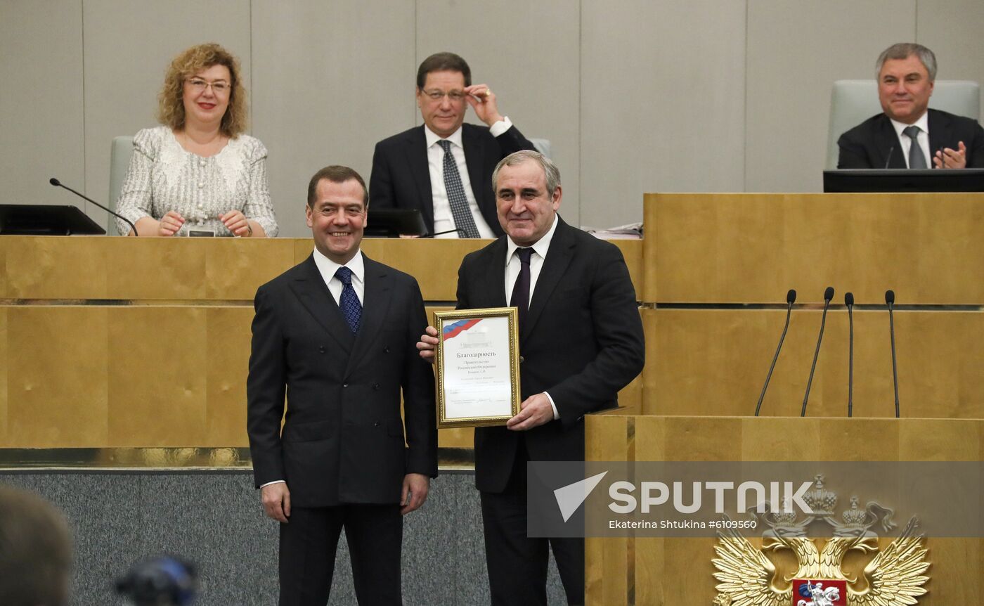 Russia Medvedev Parliament