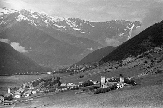 Mestia town in Upper Svanetia