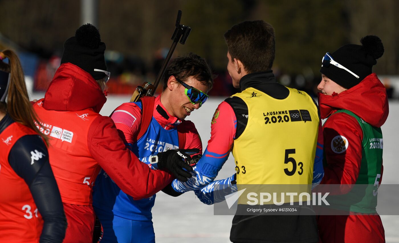 Switzerland Youth Olympic Games Biathlon Mixed Relay