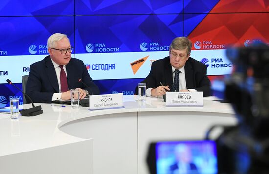 News conference by Russian Sherpa in BRICS Sergei Ryabkov at Rossiya Segodnya