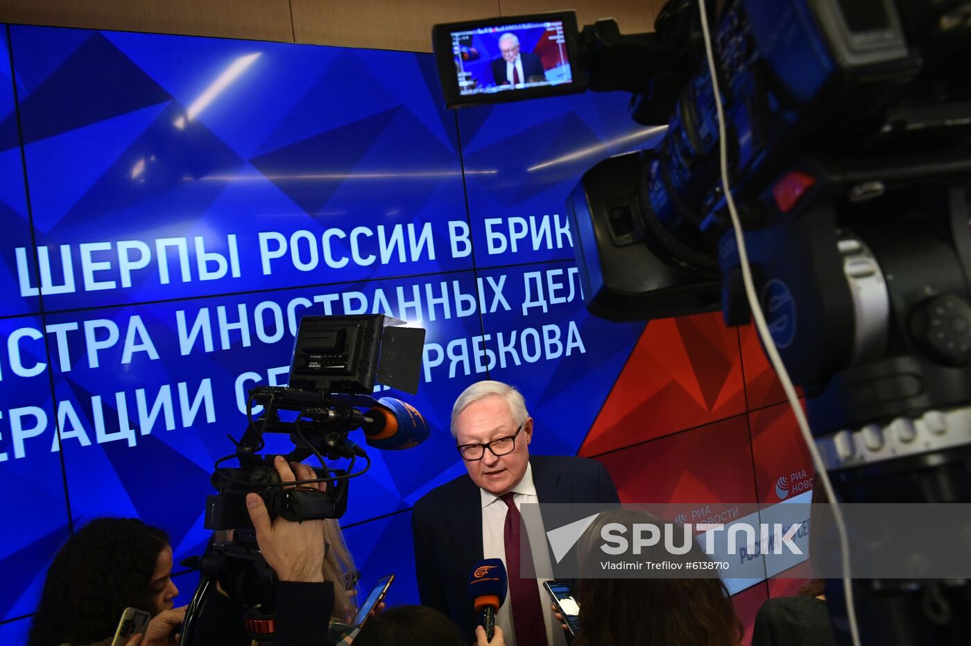 News conference by Russian Sherpa in BRICS Sergei Ryabkov at Rossiya Segodnya