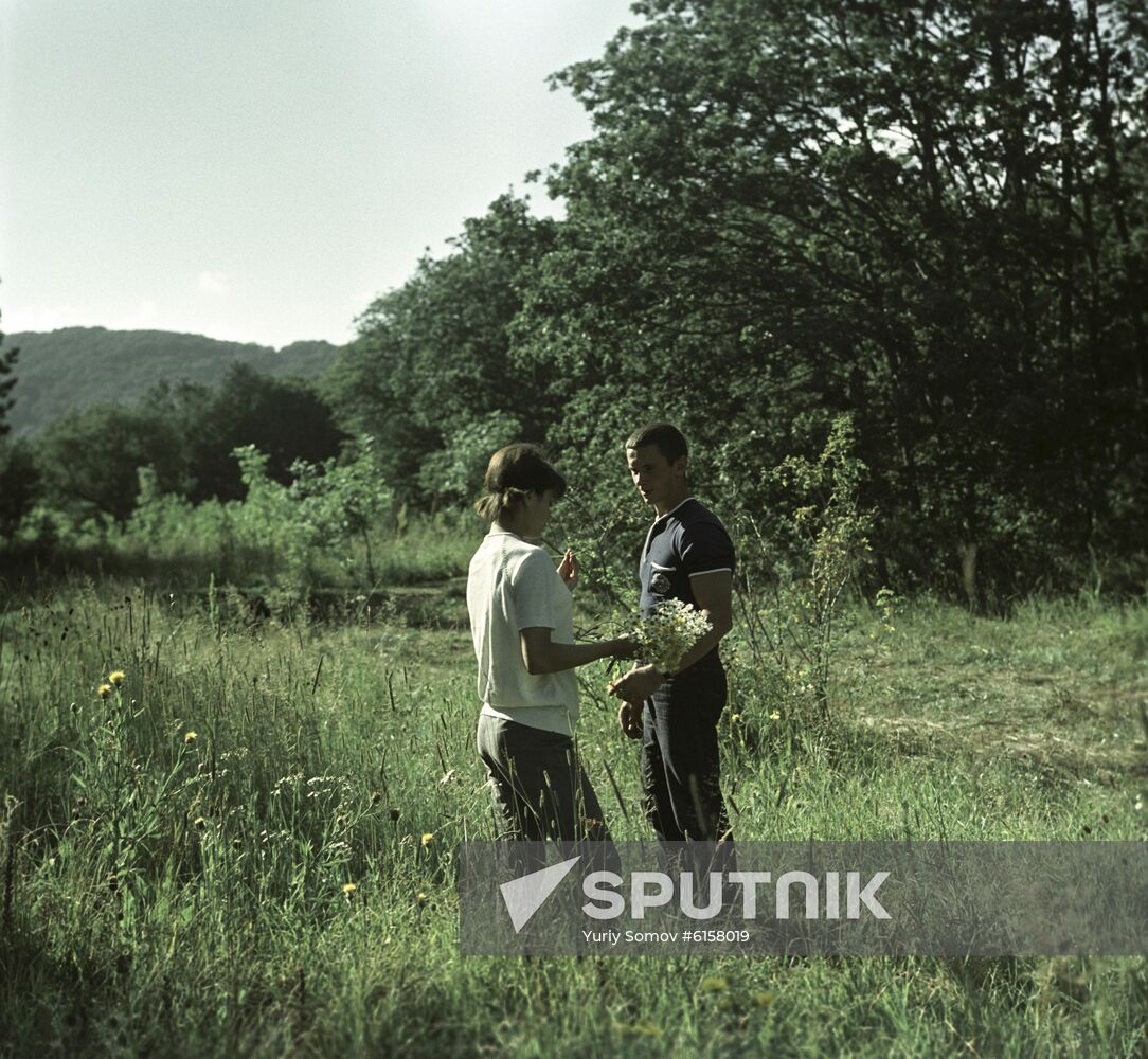 Soviet gymnasts Zinaida Druzhinina and Mikhail Voronin