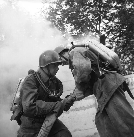 Tactical firefighting exercise in Moscow