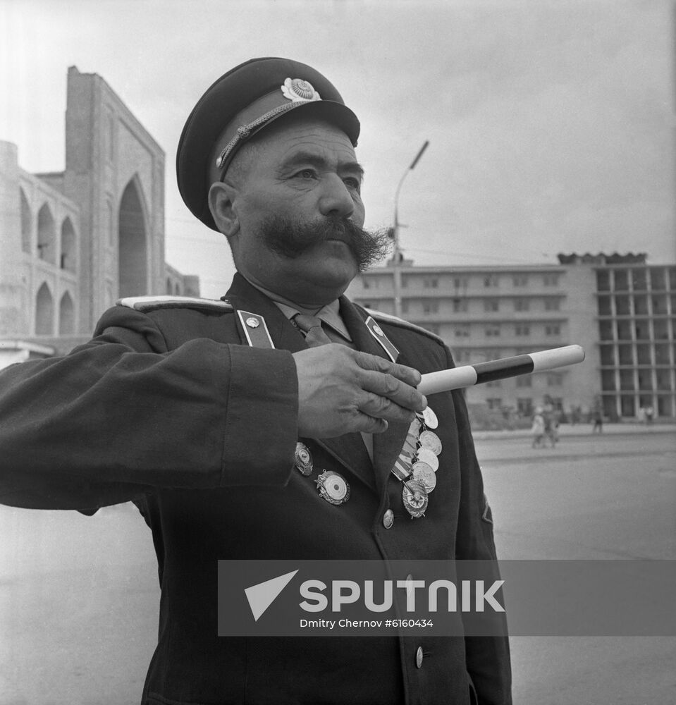 Sergeant Major Sardor Kasymov from Tashkent State Traffic Inspection's traffic control department