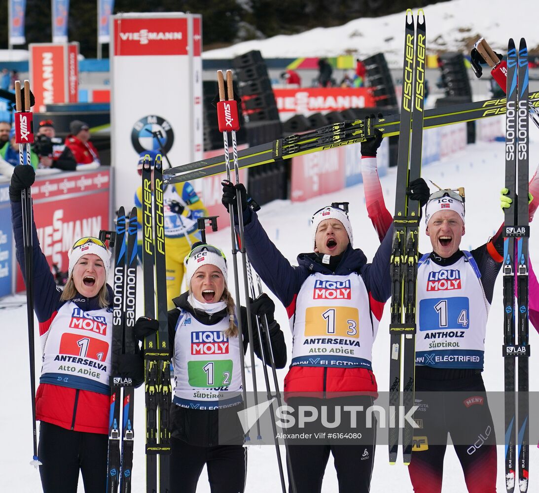 Italy Biathlon Worlds Mixed Relay