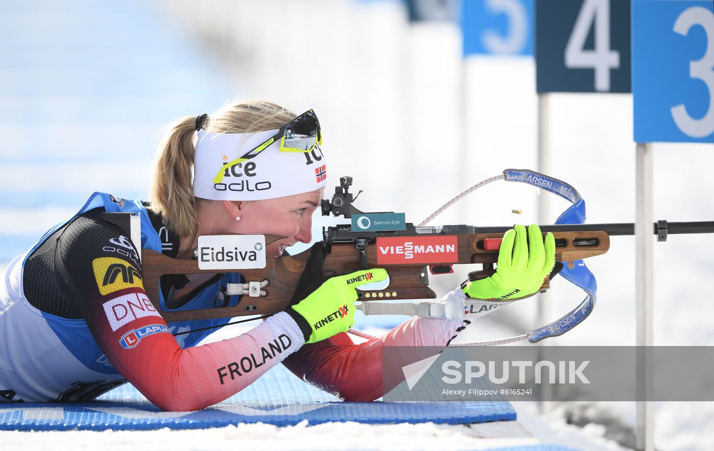 Italy Biathlon Worlds Women Sprint