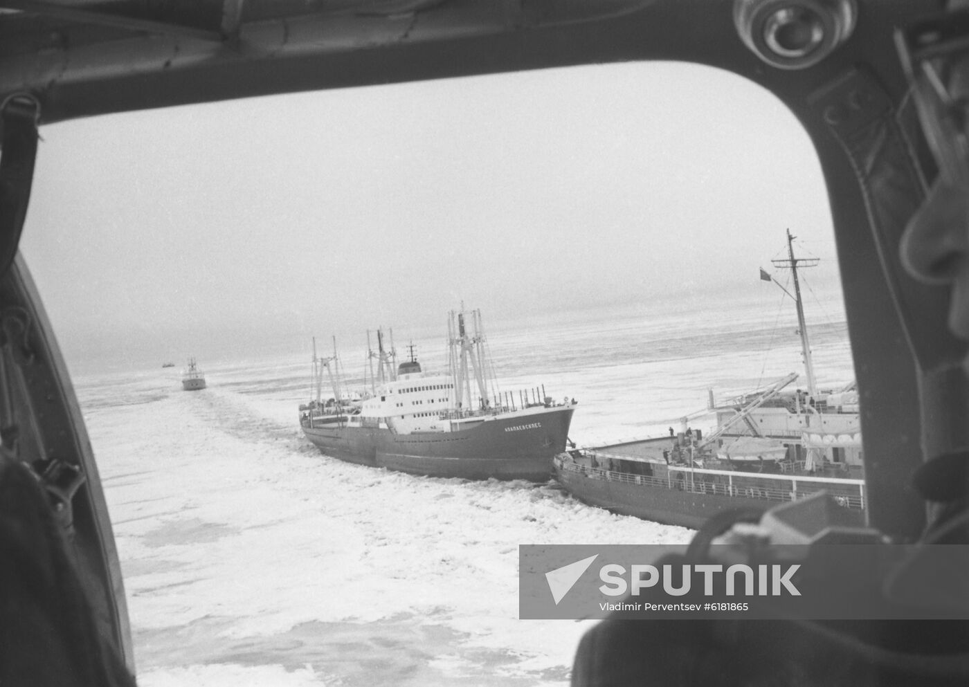 Ship convoy sails Northern Sea Route