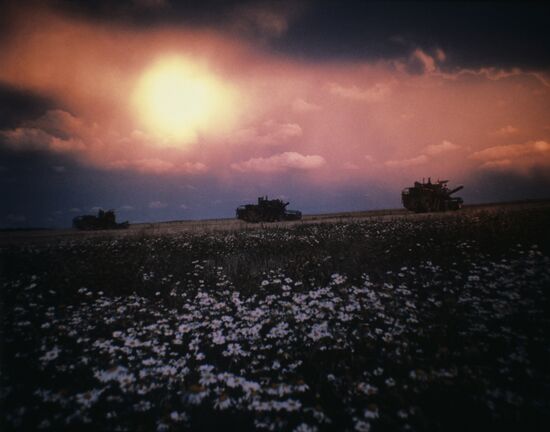Harvesting in Iskra collective farm