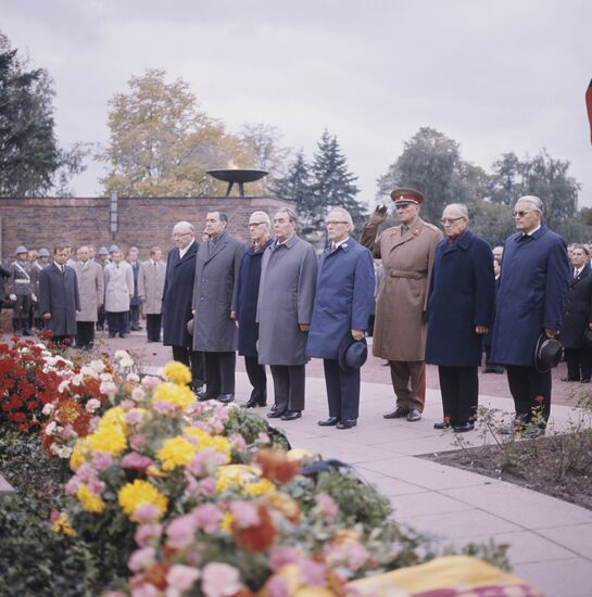 Soviet party and governmental delegation visits German Democratic Republic