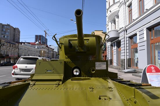 Restored T-26 tank of Great Patriotic War era appears in central Rostov-on-Don