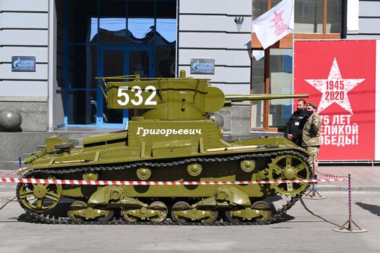 Restored T-26 tank of Great Patriotic War era appears in central Rostov-on-Don