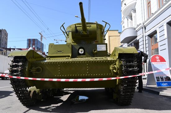Restored T-26 tank of Great Patriotic War era appears in central Rostov-on-Don