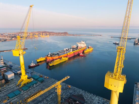 Russia Vladimir Monomakh Tanker Launch