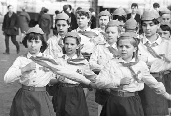 Young Pioneer parade on Red Square