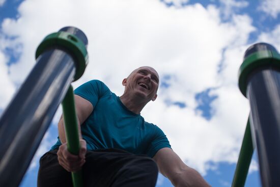 Russia Wheelchair Basketballer Training