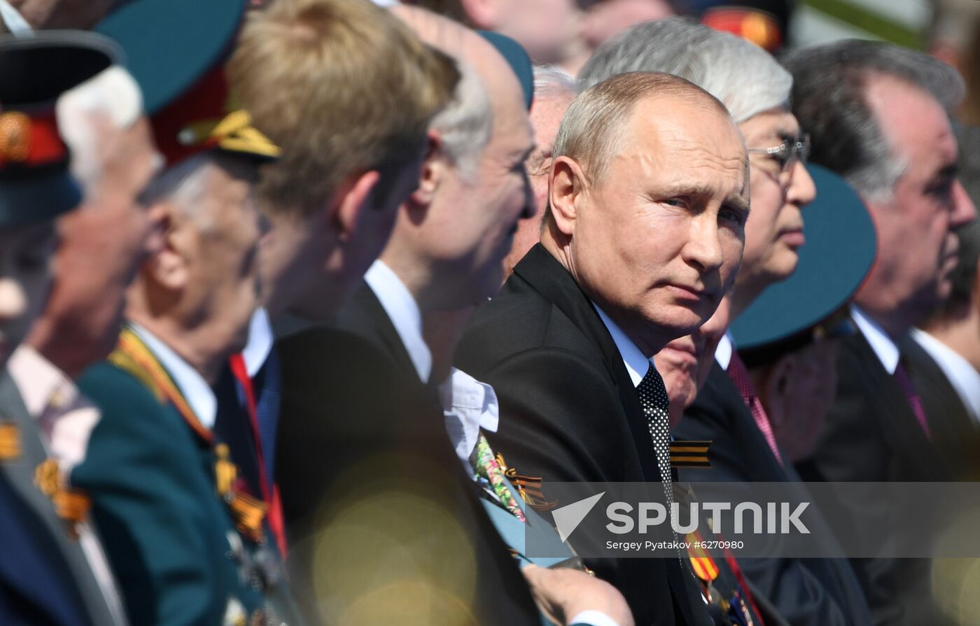 Russian President Vladimir Putin takes part in military parade to mark 75th anniversary of Victory in World War II
