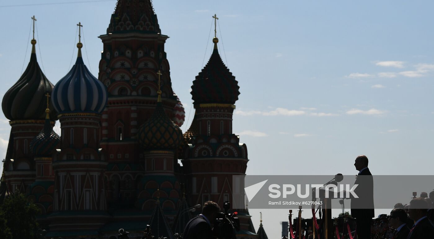 Russian President Vladimir Putin takes part in military parade to mark 75th anniversary of Victory in World War II