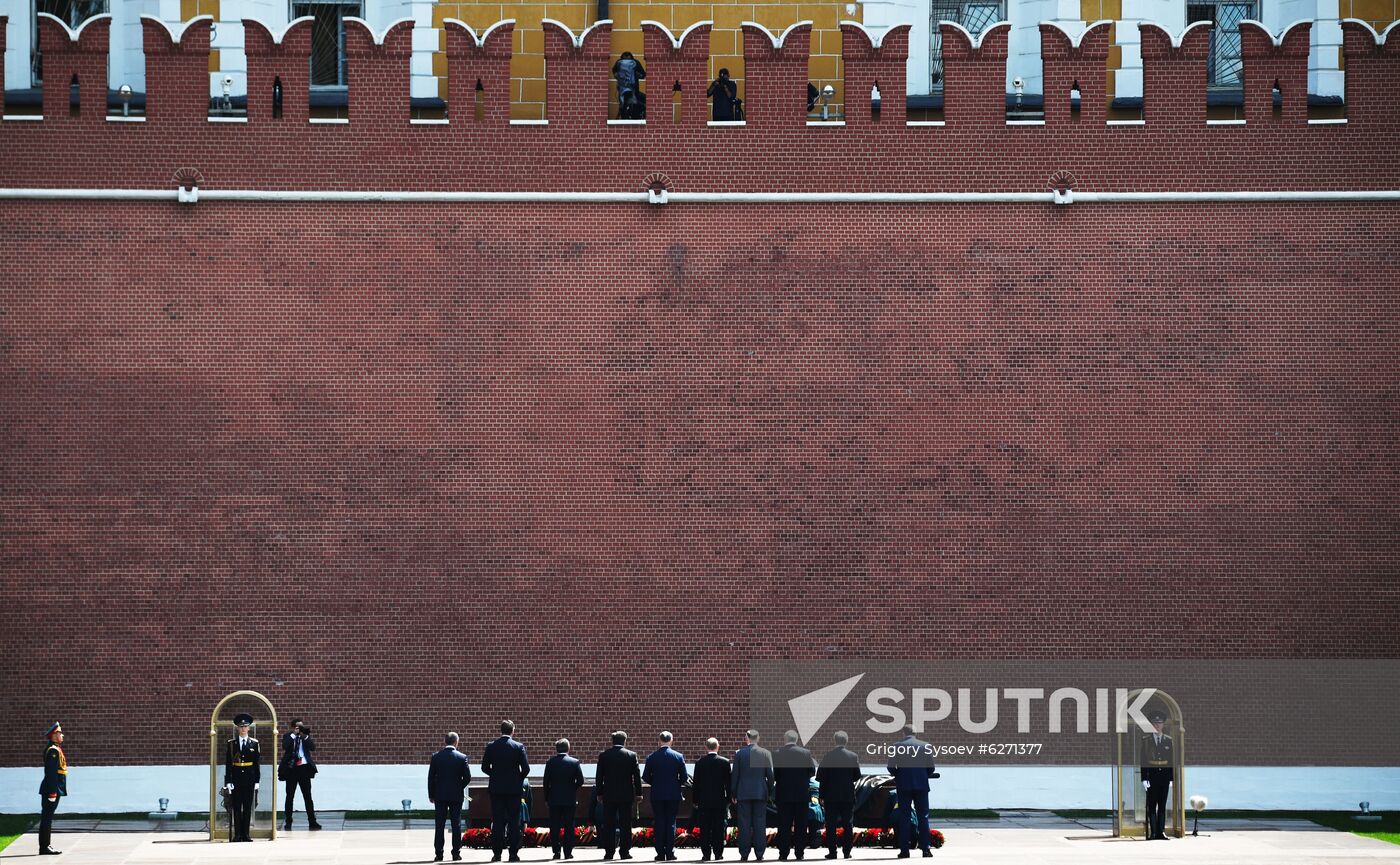 Russian President Vladimir Putin at flower-laying ceremony at Tomb of Unknown Soldier