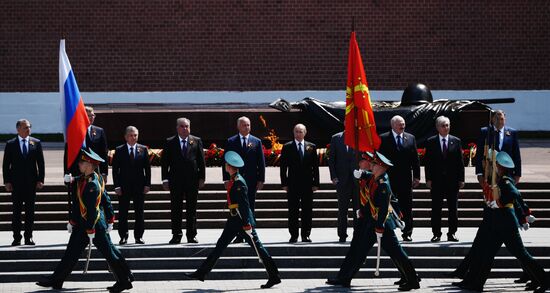 Russian President Vladimir Putin at flower-laying ceremony at Tomb of Unknown Soldier
