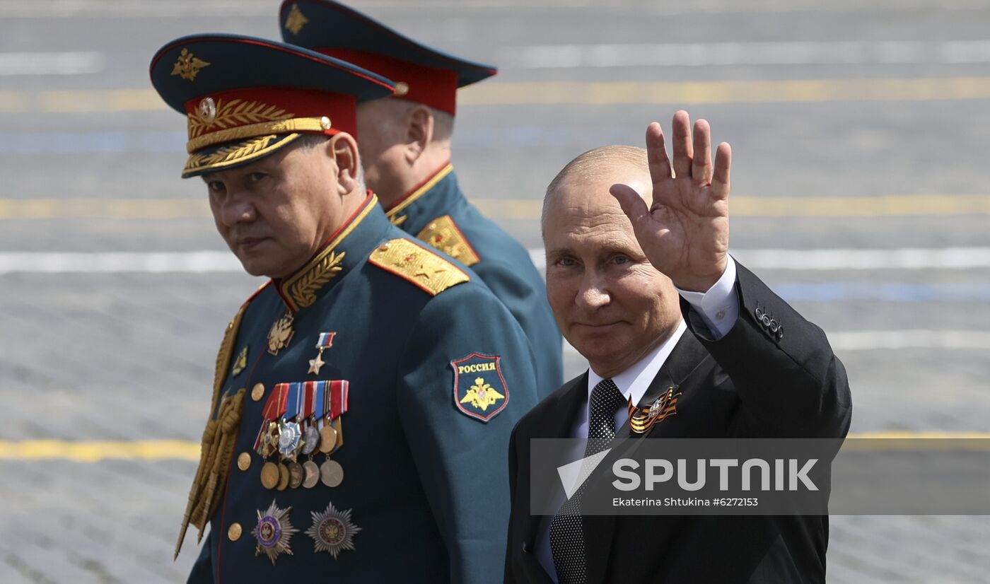 Russian President Vladimir Putin takes part in military parade to mark 75th anniversary of Victory in World War II