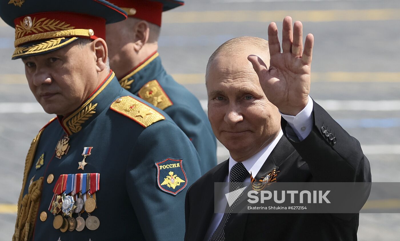 Russian President Vladimir Putin takes part in military parade to mark 75th anniversary of Victory in World War II