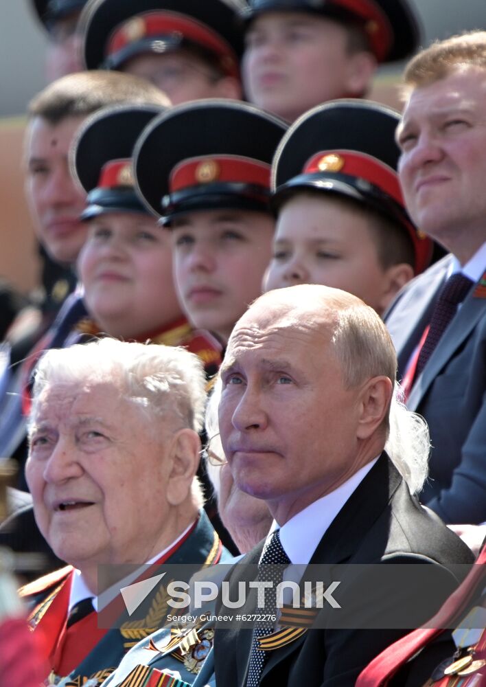 Russian President Vladimir Putin takes part in military parade to mark 75th anniversary of Victory in World War II