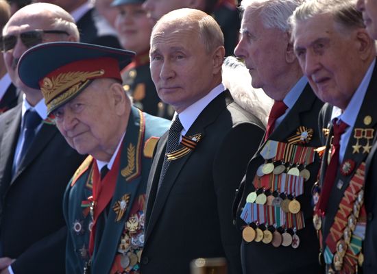Russian President Vladimir Putin takes part in military parade to mark 75th anniversary of Victory in World War II