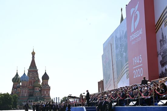 Russian President Vladimir Putin takes part in military parade to mark 75th anniversary of Victory in World War II