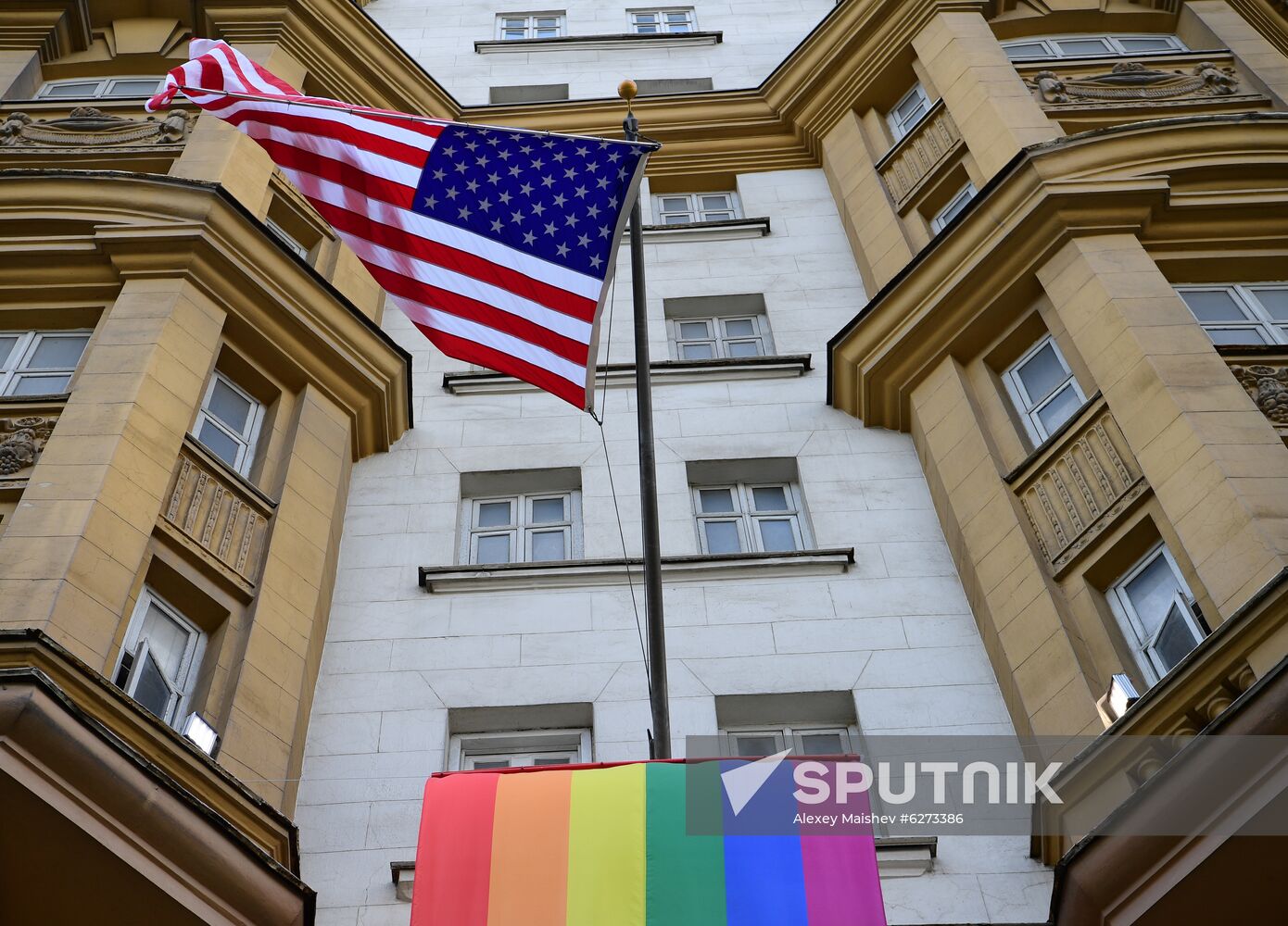 Russia US Embassy LGBT Flag