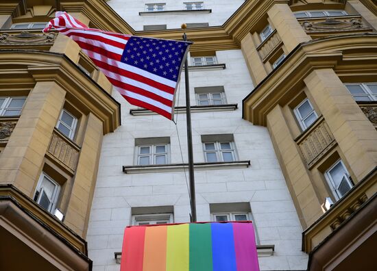 Russia US Embassy LGBT Flag