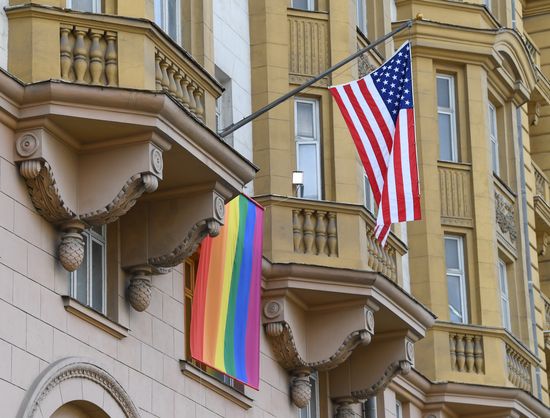 Russia US Embassy LGBT Flag