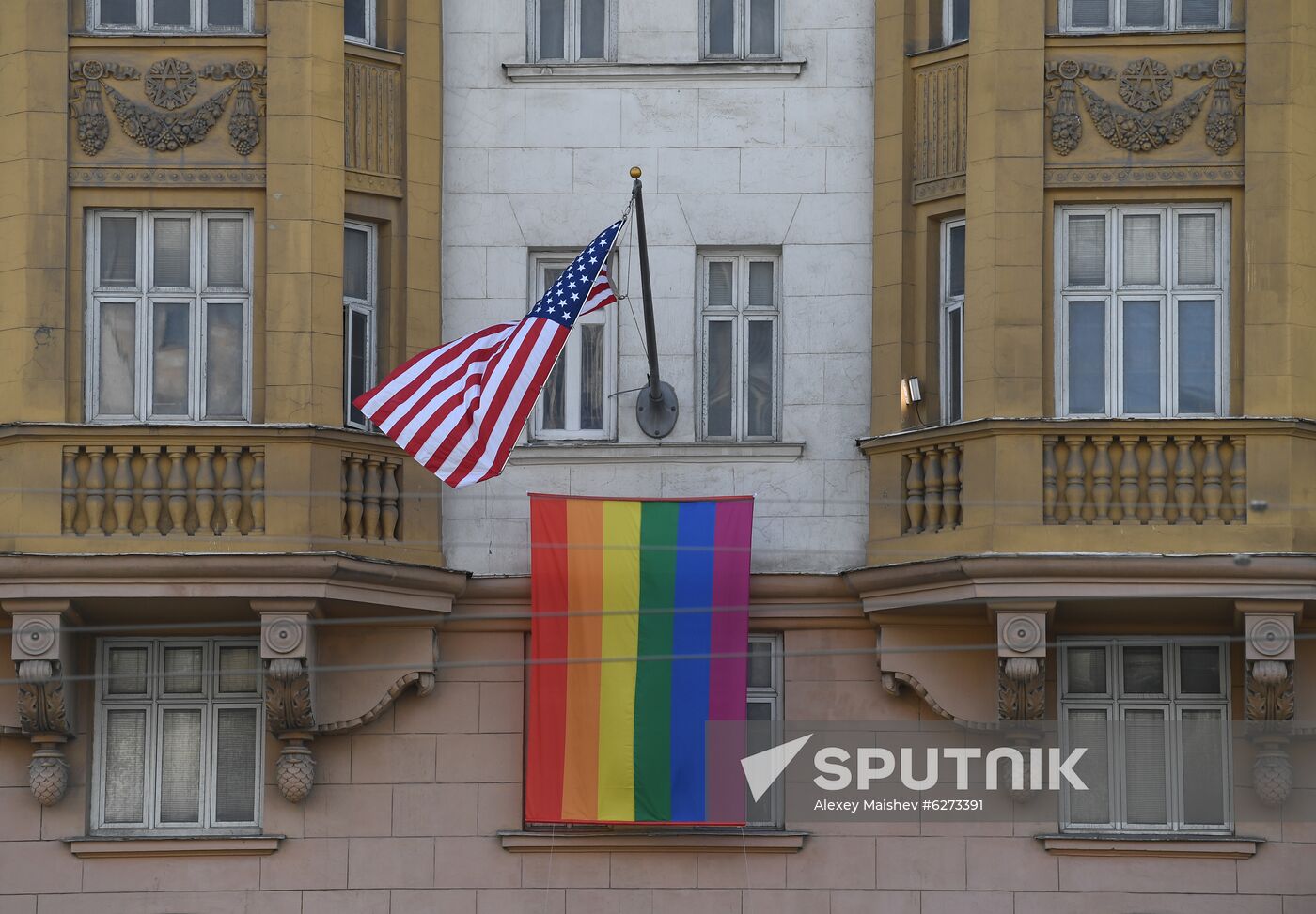 Russia US Embassy LGBT Flag