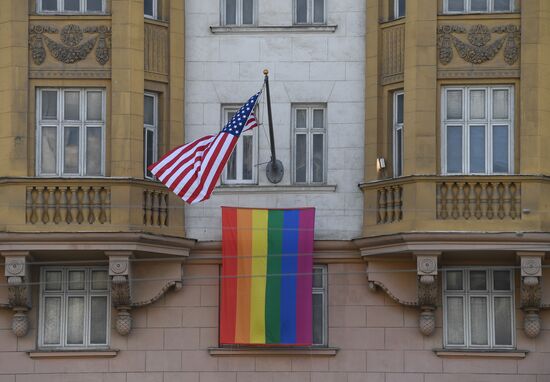 Russia US Embassy LGBT Flag