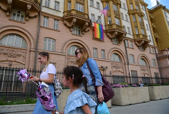 Russia US Embassy LGBT Flag