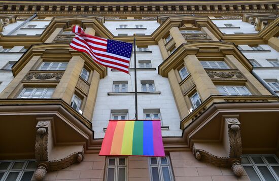 Russia US Embassy LGBT Flag