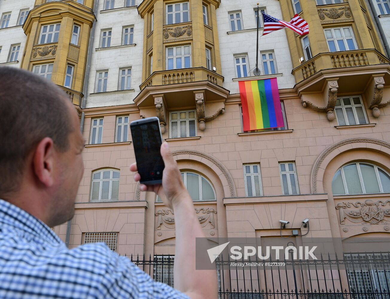 Russia US Embassy LGBT Flag