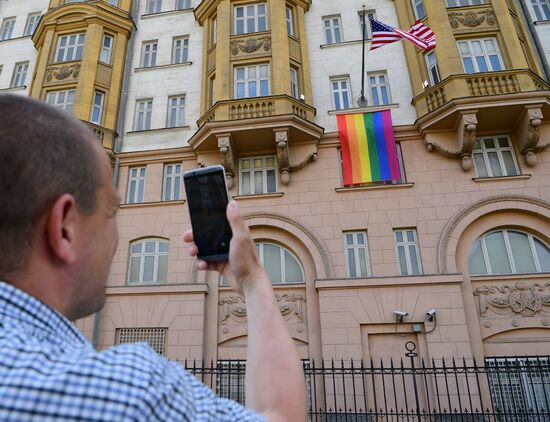 Russia US Embassy LGBT Flag