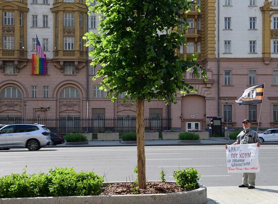 Russia US Embassy LGBT Flag