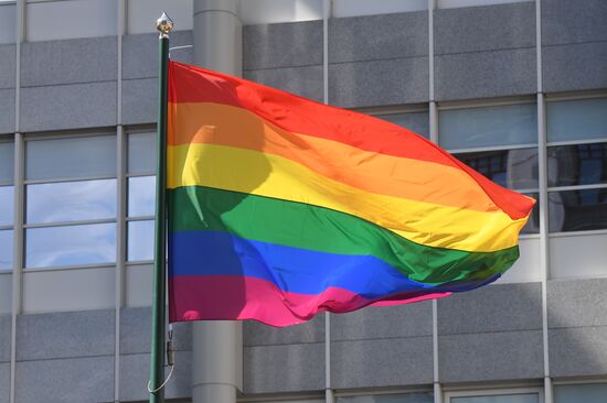 Russia British Embassy LGBT Flag