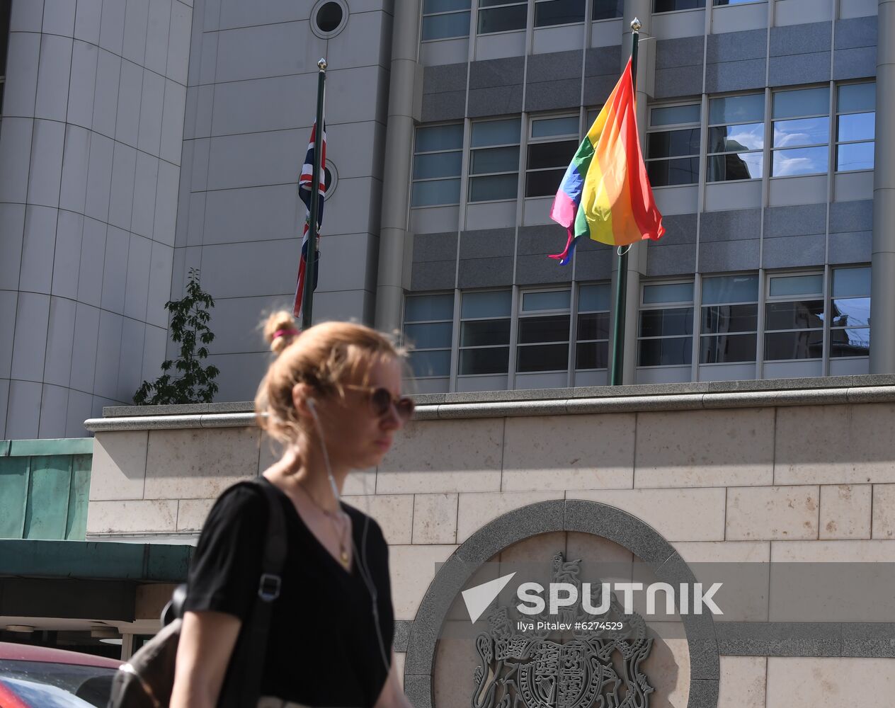 Russia British Embassy LGBT Flag